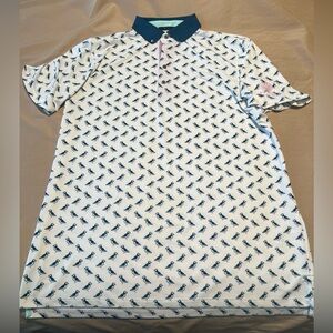 Greyson Trump National Golf Tennis Polo Snow Bird  Design Blue White Mens XL